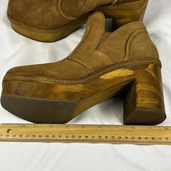Matisse Platform Suede Boots Wood Soles Size 8 M "Joue" Exc - Picture 15 of 15